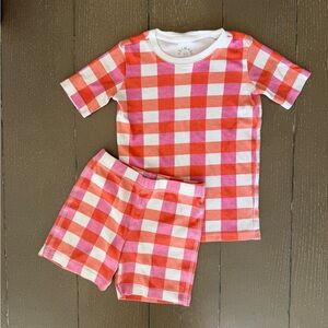 PRIMARY Kids’ 2-Piece Summer Pink Plaid Pajama Set • Size: Girls 8-9 (M)
